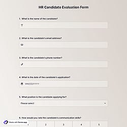 HR Candidate Evaluation Form