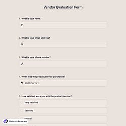 Vendor Evaluation Form