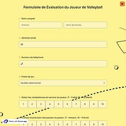 Formulaire de Évaluation du Joueur de Volleyball
