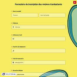 Formulaire de Inscription des Anciens Combattants