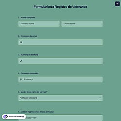 Formulário de Registro de Veteranos