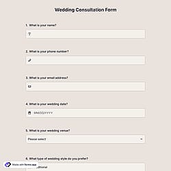 Wedding Consultation Form