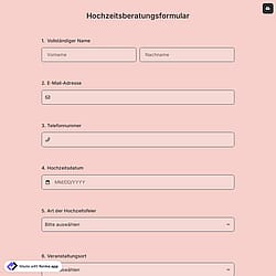 Hochzeitsberatungsformular