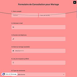 Formulaire de Consultation pour Mariage
