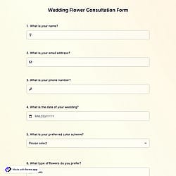 Wedding Flower Consultation Form