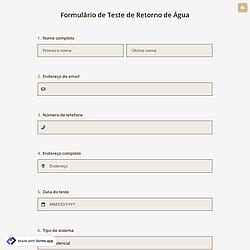 Formulário de Teste de Retorno de Água