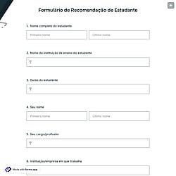 Formulário de Recomendação de Estudante