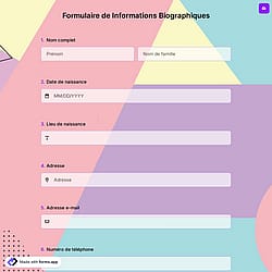 Formulaire d'informations biographiques