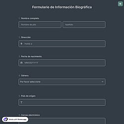 Formulario de información biográfica