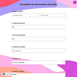 Formulário de Informações da Família
