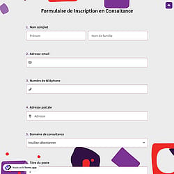 Formulaire de Inscription en Consultance
