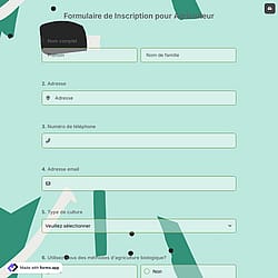 Formulaire de Inscription pour Agriculteur