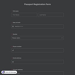 Passport Registration Form