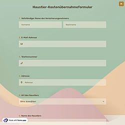 Haustier-Kostenübernahmeformular