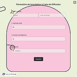 Formulaire de Inscription à Liste de Diffusion