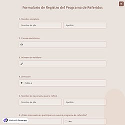 Formulario de Registro del Programa de Referidos