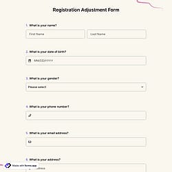 Registration Adjustment Form