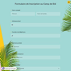 Formulaire de Inscription au Camp de Eté