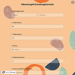 Kilometergeld Erstattungsformular