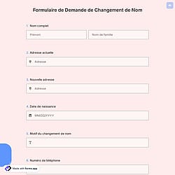 Formulaire de Demande de Changement de Nom