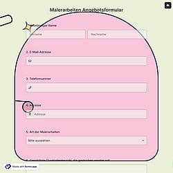 Malerarbeiten Angebotsformular