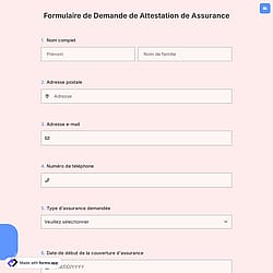 Formulaire de Demande de Attestation de Assurance