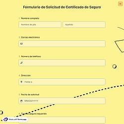 Formulario de Solicitud de Certificado de Seguro