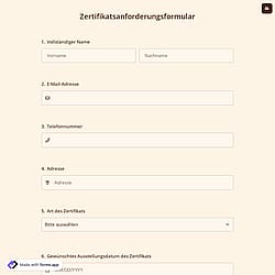 Zertifikatsanforderungsformular