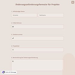 Änderungsanforderungsformular für Projekte