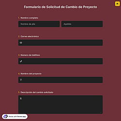 Formulario de Solicitud de Cambio de Proyecto