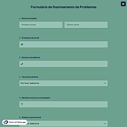 Formulário de Rastreamento de Problemas