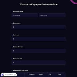 Warehouse Employee Evaluation Form
