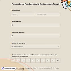 Formulaire de Feedback sur le Expérience de Travail