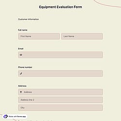Equipment Evaluation Form