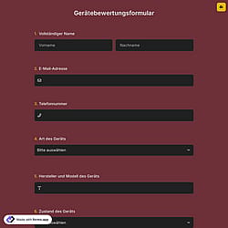 Gerätebewertungsformular