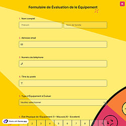 Formulaire de Évaluation de le Équipement