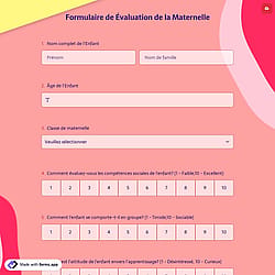Formulaire de Évaluation de la Maternelle