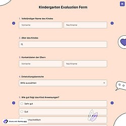 Kindergarten Evaluation Form
