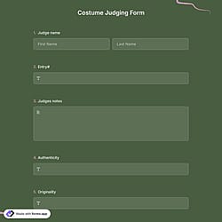 Costume Judging Form