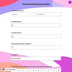 Kostümwettbewerbsformular