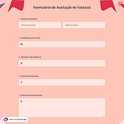 Formulário de Avaliação de Fantasia