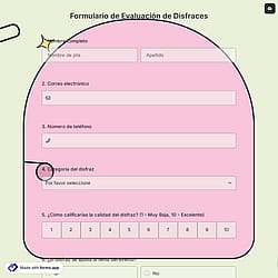 Formulario de Evaluación de Disfraces
