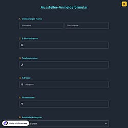 Aussteller-Anmeldeformular