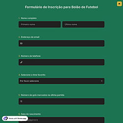 Formulário de Inscrição para Bolão de Futebol