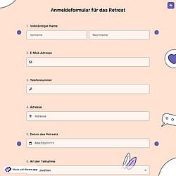 Anmeldeformular für das Retreat