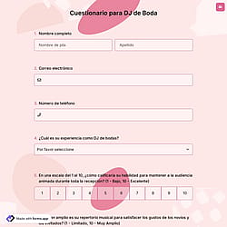 Cuestionario para DJ de Boda