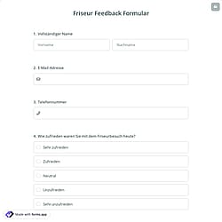 Friseur Feedback Formular