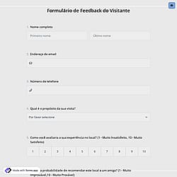 Formulário de Feedback do Visitante