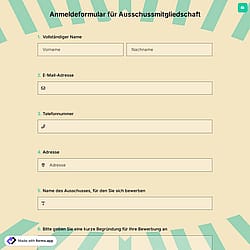 Anmeldeformular für Ausschussmitgliedschaft