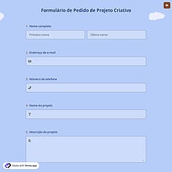 Formulário de Pedido de Projeto Criativo